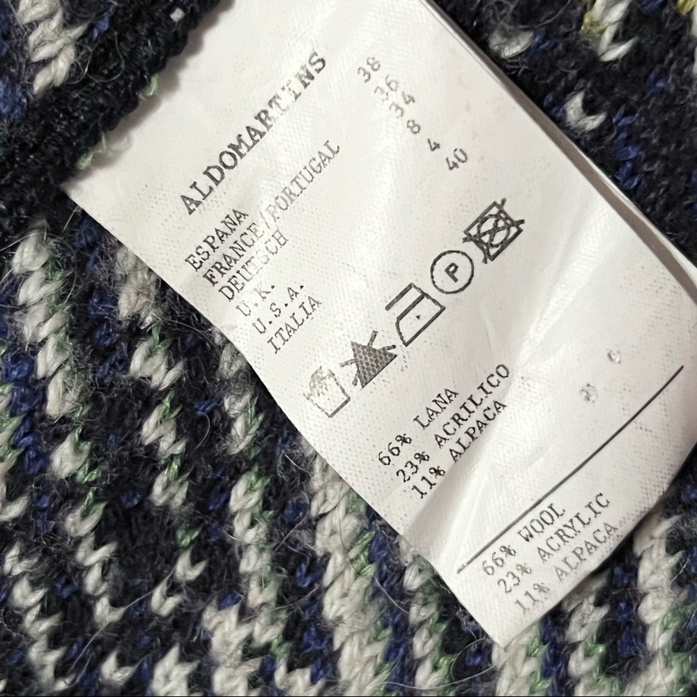 ALDOMARTINS Wool Alpaca Colorblock Plaid Long Maximalist Sweater Blanket Coat S - Picture 15 of 16